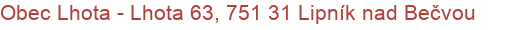 Obec Lhota - Lhota 63, 751 31 Lipník nad Bečvou