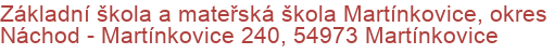 Základní škola a mateřská škola Martínkovice, okres Náchod - Martínkovice 240, 54973 Martínkovice
