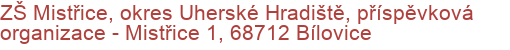 ZŠ Mistřice, okres Uherské Hradiště, příspěvková organizace - Mistřice 1, 68712 Bílovice