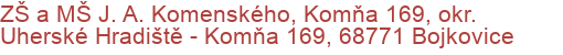 ZŠ a MŠ J. A. Komenského, Komňa 169, okr. Uherské Hradiště - Komňa 169, 68771 Bojkovice