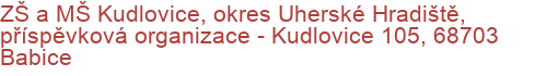 ZŠ a MŠ Kudlovice, okres Uherské Hradiště, příspěvková organizace - Kudlovice 105, 68703 Babice